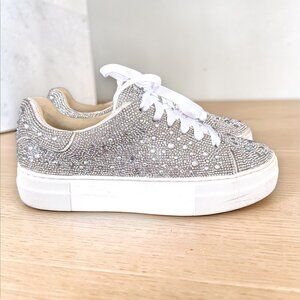 Betsey Johnson Sidny Bridal Rhinestone Platform Sneakers 7M Wedding Bride Shoes